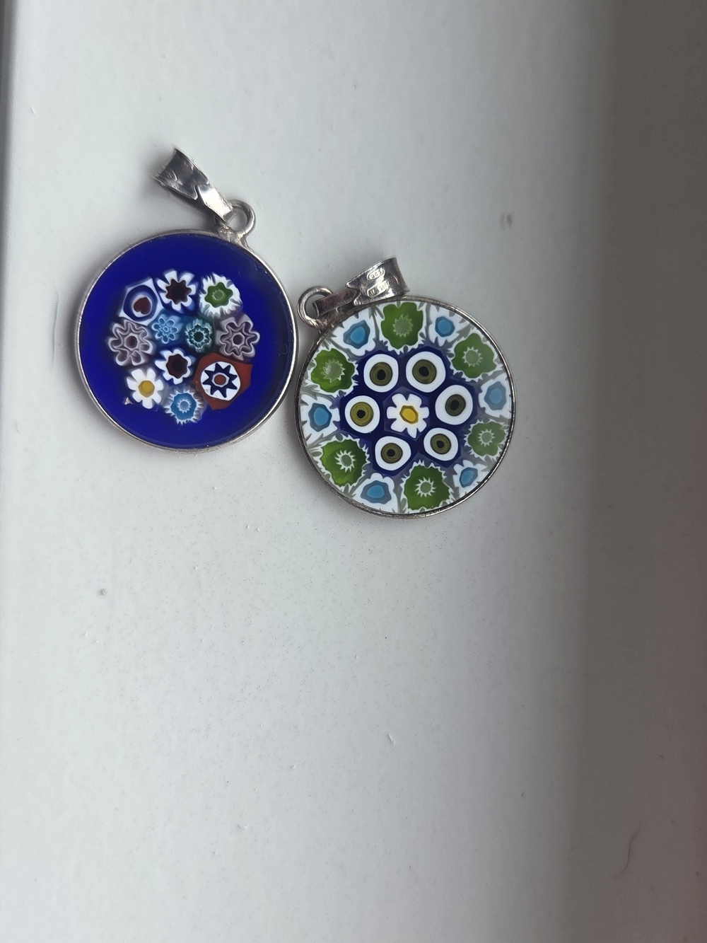 Vintage Antica Murrina Veneziana Murano Glass Millefiori Pendant Set 925